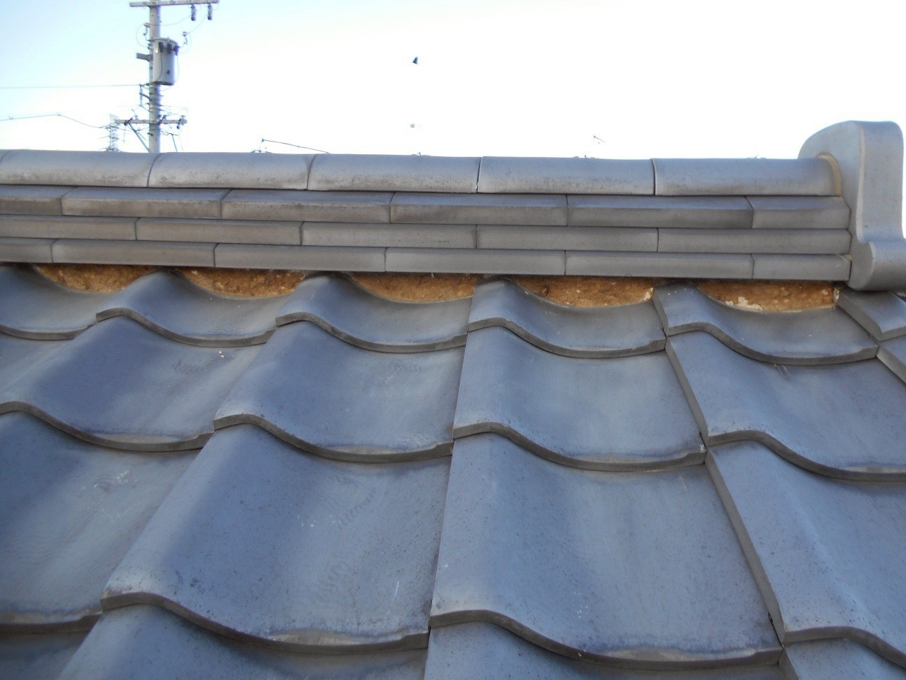 漆喰を撤去した棟